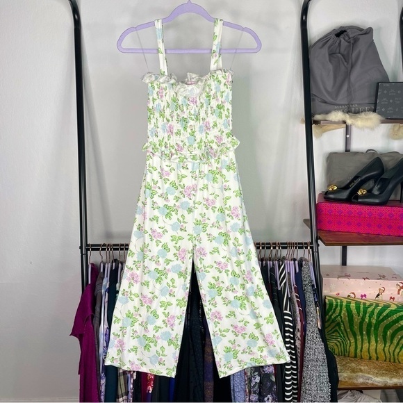 Laura Ashley Girls White Smocked Floral Romper - Picture 1 of 7